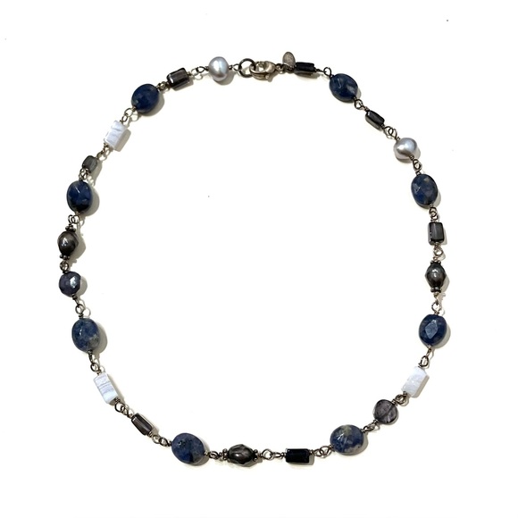 Silpada Jewelry - Silpada Sterling Silver Sodalite Blue Lace Chalcedony Pearl Necklace